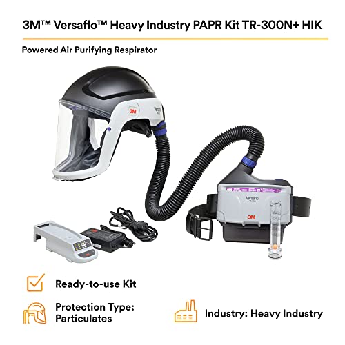 3M PAPR Respirator, Versaflo Powered Air Purifying Respirator Kit, TR-300N+ HIK, Heavy Industry, Hard Hat Assembly, All-in-One Respiratory Protection for Particulates, NIOSH Approved, Grinding - Image 2