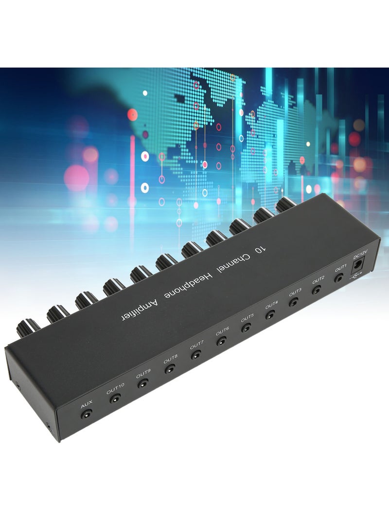 Headphone Amplifier Aux Mini Jack 3.5mm Input 1 in 10 Out Channel Stereo Sound Amplifier Adapter Distributor 100‑240V EU Plug  - Image 2