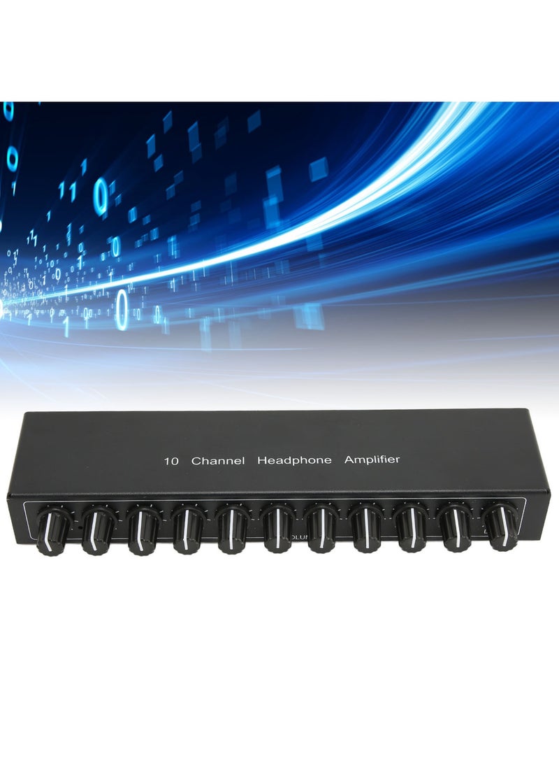 Headphone Amplifier Aux Mini Jack 3.5mm Input 1 in 10 Out Channel Stereo Sound Amplifier Adapter Distributor 100‑240V EU Plug  - Image 3