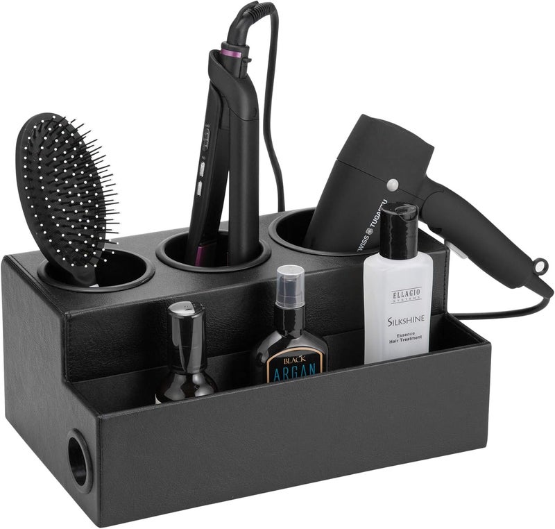 J JACKCUBE DESIGN JackCubeDesign Hair Dryer Holder Hair Styling Product Care Tool Organizer Bath Supplies Accessories Tray Stand Storage Bathroom Vanity Countertop with 3 Holes(Black) – :MK154C - Image 1