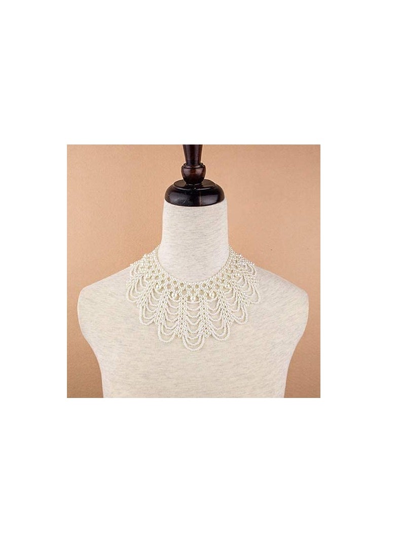 Excefore Women's RBG Dissent Collar Detachable Pearl Beaded False Collar Choker Necklace Costume  - Image 4
