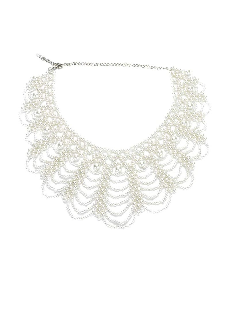 Excefore Women's RBG Dissent Collar Detachable Pearl Beaded False Collar Choker Necklace Costume  - Image 2