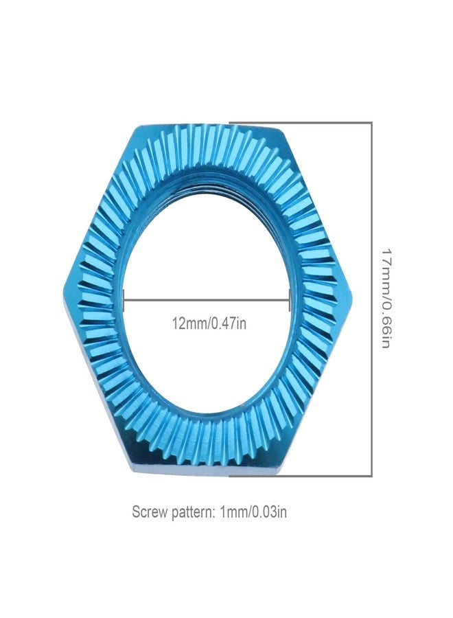 Micro Traders 4PCS 17mm Aluminum Alloy Wheel Nut RC Car Wheel Hex Hub Nut Thread 1.0mm for 1/8 RC Model Car 17mm Spanner 12mm Thread Diameter Upgraded Parts Blue - Image 4