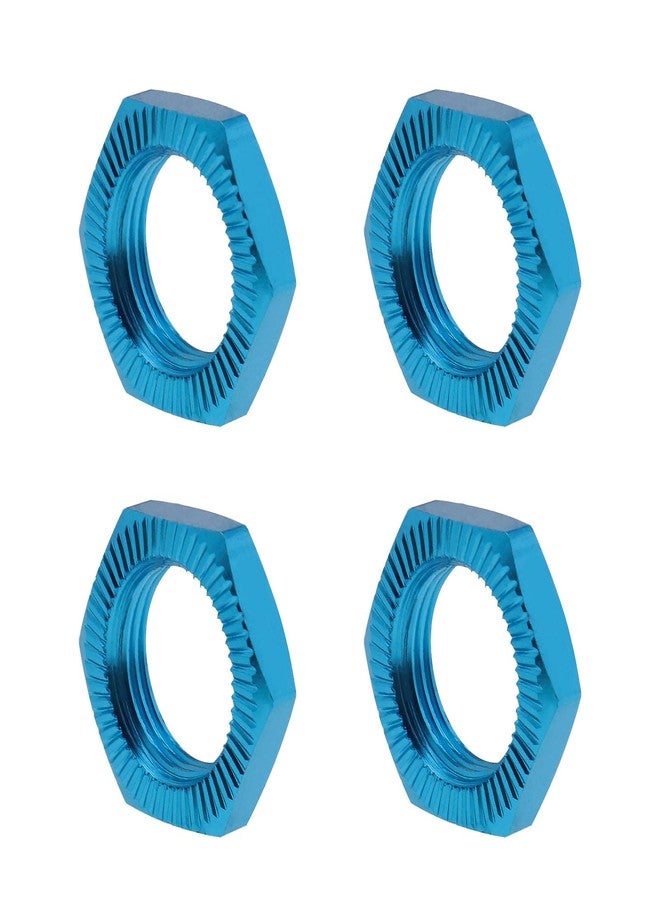 Micro Traders 4PCS 17mm Aluminum Alloy Wheel Nut RC Car Wheel Hex Hub Nut Thread 1.0mm for 1/8 RC Model Car 17mm Spanner 12mm Thread Diameter Upgraded Parts Blue - Image 1