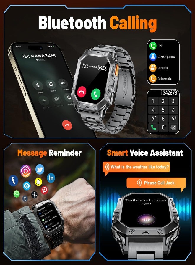 لييج ساعات LIGE الذكية للرجال مع عمر بطارية يزيد عن 100 يوم (بطارية 1000 مللي أمبير، شاشة AMOLED مقاس 2.13 بوصة، إمكانية إجراء واستقبال المكالمات، 110 وضع رياضي، مقاومة للماء وفقًا للمعايير العسكرية، مراقبة النوم، متوافقة مع أنظمة iOS وAndroid لتتبع اللياقة البدنية) - Image 3