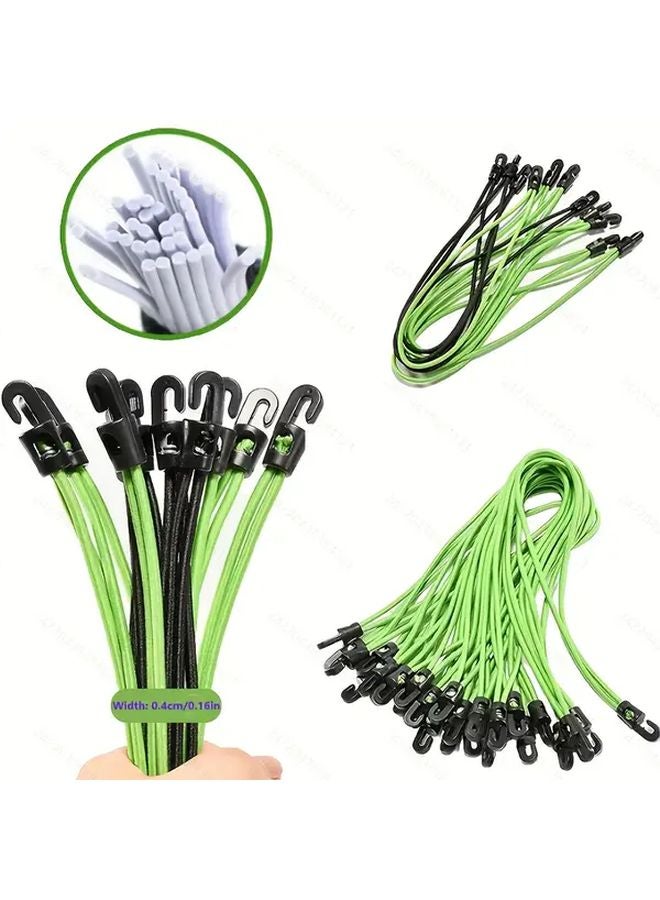 Green Heavy Duty Elastic Bungee Cords with Hooks Stretchable Tie Down Straps for Camping Travel Home Boat Automotive - Image 2