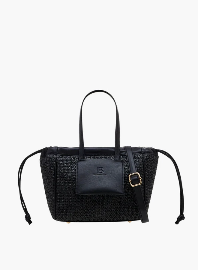 Flora Bella By Shoexpress Textured Tote Bag with Double Handle and Magnetic Button Closure