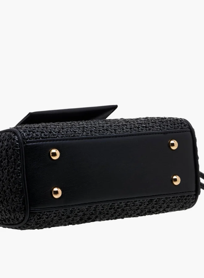 Flora Bella By Shoexpress Textured Tote Bag with Double Handle and Magnetic Button Closure