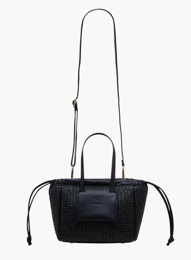 Flora Bella By Shoexpress Textured Tote Bag with Double Handle and Magnetic Button Closure