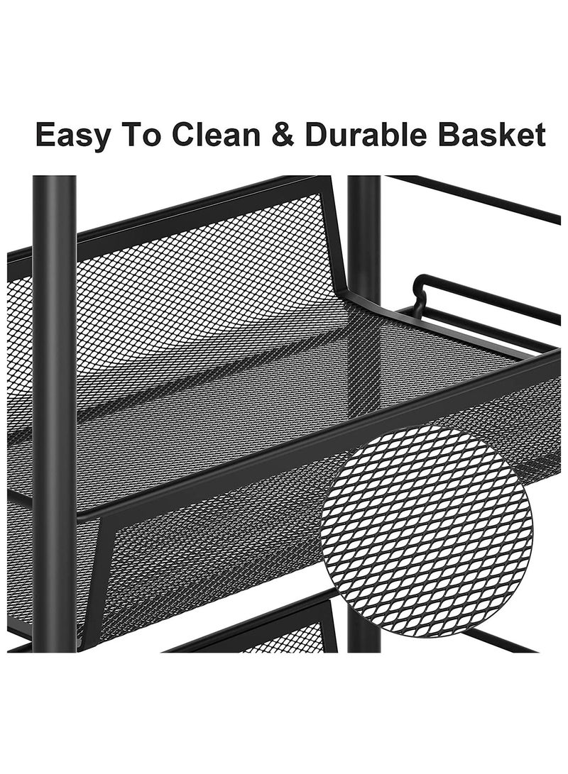 AGD Multi-Purpose Rolling Storage Trolley Cart For Kitchen Black - Image 3