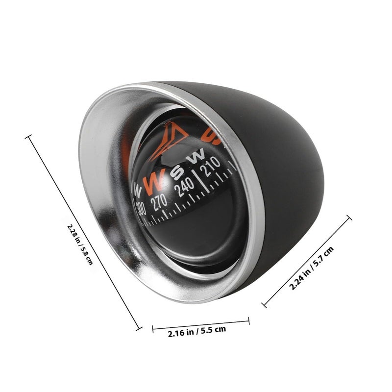 Black Car Dashboard Compass Ball with Adhesive Mount for Vehicle Navigation Outdoor Driving - Image 3