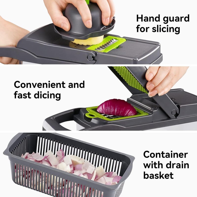 Badelite Multi-Function Vegetable Chopper Onion Micer Chopper 12 in 1 Pro Veggie Slicer Dicer Cutter with Container for Potatoes, Tomatoes, Zucchini, Garlic, Eggs, Cucumbers - Image 5