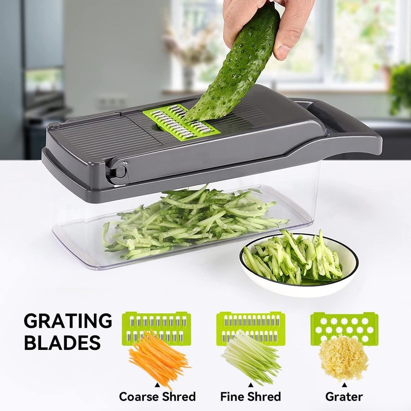 Badelite Multi-Function Vegetable Chopper Onion Micer Chopper 12 in 1 Pro Veggie Slicer Dicer Cutter with Container for Potatoes, Tomatoes, Zucchini, Garlic, Eggs, Cucumbers - Image 3