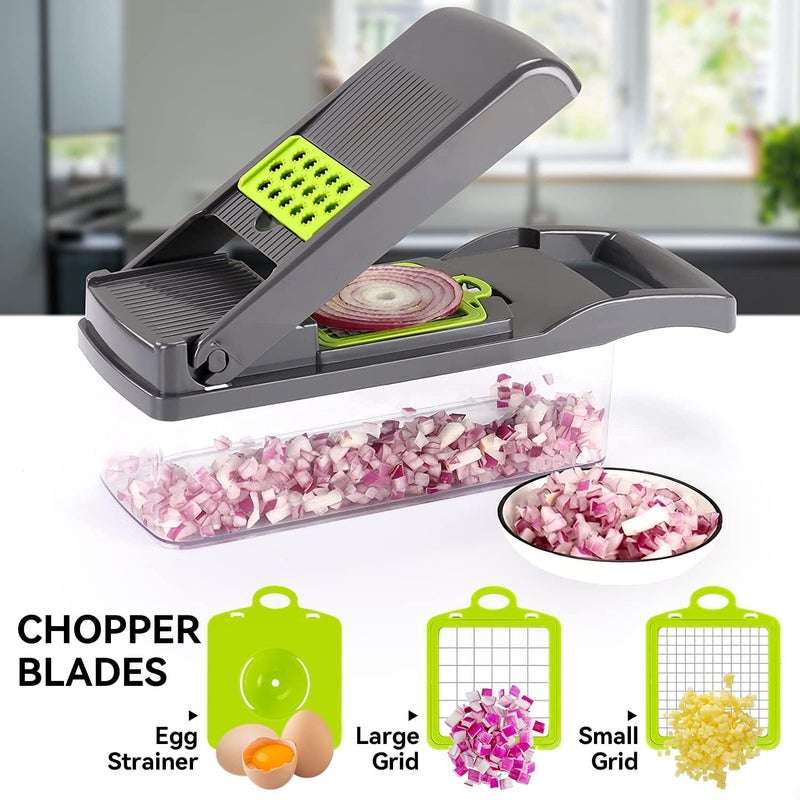 Badelite Multi-Function Vegetable Chopper Onion Micer Chopper 12 in 1 Pro Veggie Slicer Dicer Cutter with Container for Potatoes, Tomatoes, Zucchini, Garlic, Eggs, Cucumbers - Image 2