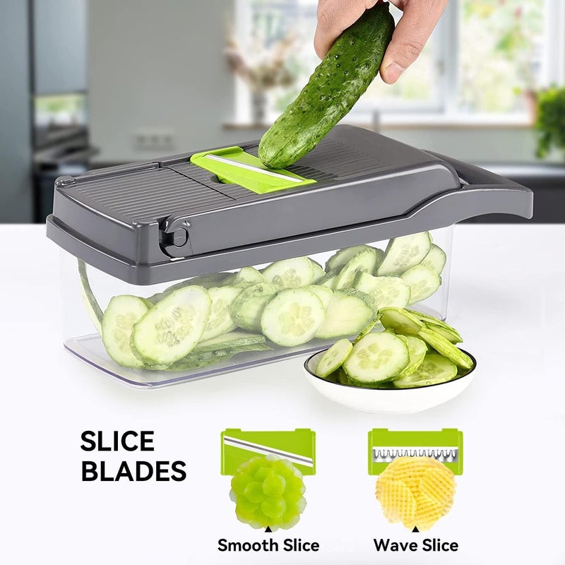 Badelite Multi-Function Vegetable Chopper Onion Micer Chopper 12 in 1 Pro Veggie Slicer Dicer Cutter with Container for Potatoes, Tomatoes, Zucchini, Garlic, Eggs, Cucumbers - Image 4