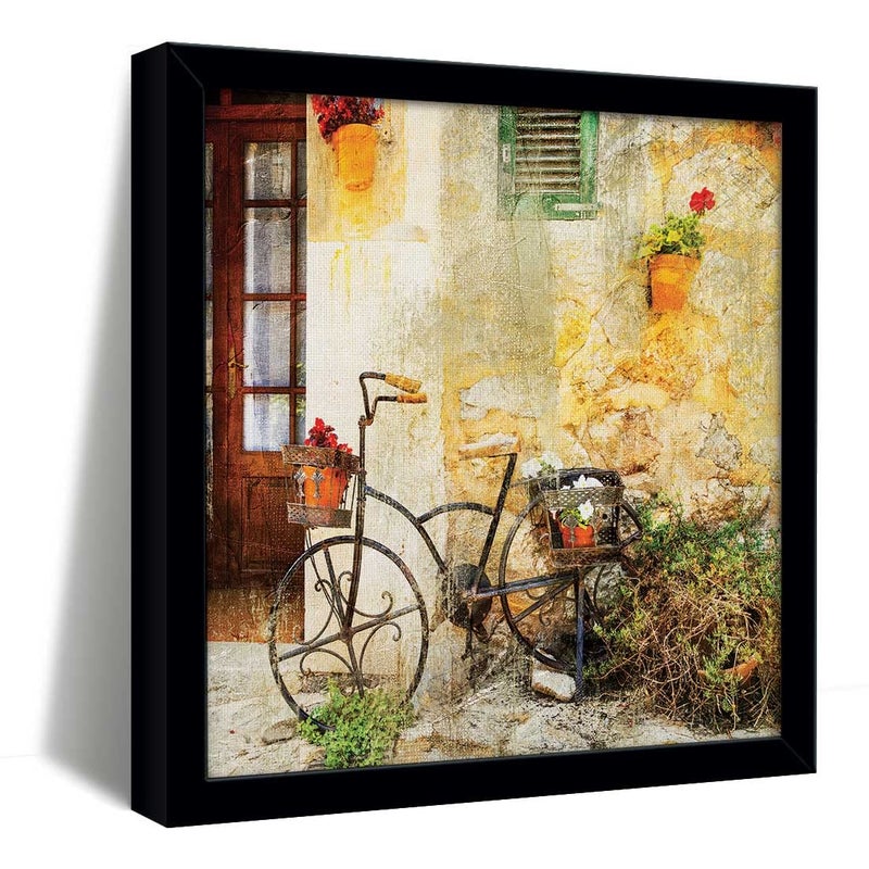 ArtX Abstract Vintage Cycle Canvas Wall Painting For Living Room With Frame Multicolour Square 240 x 240 inch 2x2 Feet Set Of 1