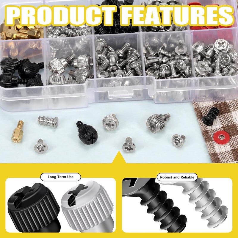 Mardatt 310Pcs Computer Screws Motherboard Standoffs Screws Kit, PC Computer Kit Laptop Screw for Universal Motherboard, HDD, SSD, Hard Drive, Case, Fan, CD-ROM - Image 3