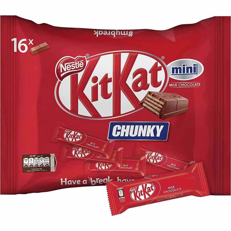 Nestle KitKat Chunky Mini Milk Chocolate Bar 250gms (16 Minis) - Image 1