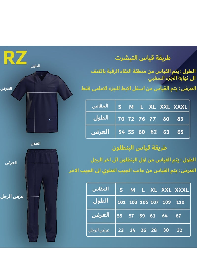 RZ - The ideal choice for medical professionals is a medical scrub from RZ for men, in petroleum color. - Image 1