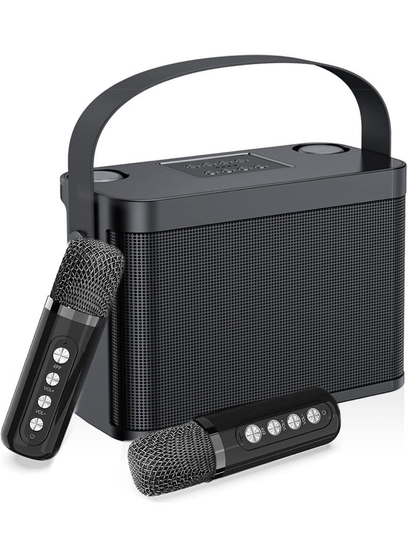 YS-219 Bluetooth Karaoke Speaker with Dual Wireless Microphones – Portable Outdoor Mobile Sound System with Deep Bass, Vocal Effects, USB/TF Support, Ideal for Parties and Events Black - Image 2