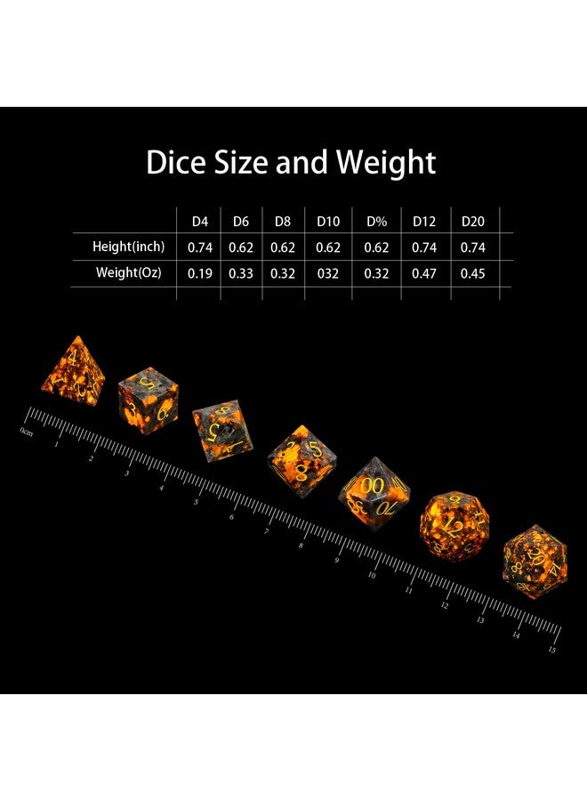 Lucky-M LUCKY-M Natural Flame Yooperlite Gemstone DND Dice, Birthday Gifts for Him, 7PCS Dungeons and Dragons Dice Set with Case for RPG, Handmade Cool Dice Sets DD  - Image 3