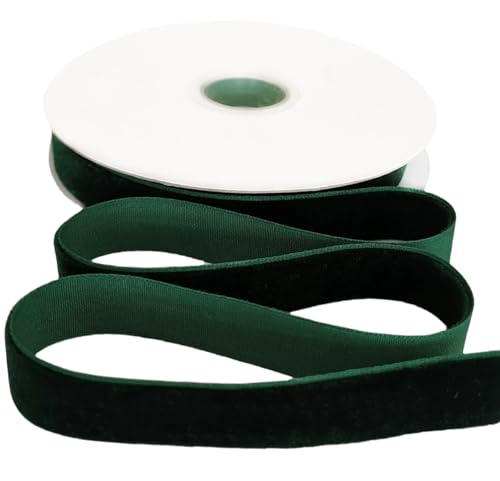 Abbaoww 11 Yards Vintage Forest Green Velvet Ribbon 5/8 Inch Wide for Wedding Christmas Tree Wreath Decor Gift Wrapping Floral Bouquets DIY Projects - Image 1