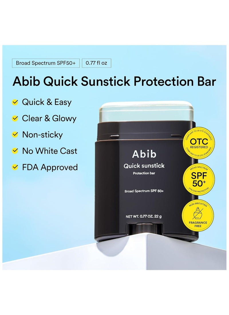 Quick Sunstick Protection Bar SPF50+ 0.77 oz / 22 g (Glowing) | Korean Suncreen Stick Suncare Sunblock, No Whitecast, Protector Solar Barra, Centella Asiatica Extract, Aloe Extract