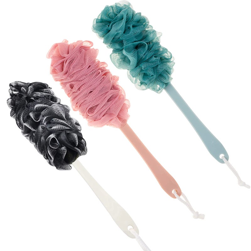 Arswin Back Scrubber for ShowerLoofah Long Handle Bath Body BrushSoft Nylon Mesh Sponge for ShowerLoofah On a Stick for Men WomenExfoliating Scrub Cleaning Luffa for Elderly 3PackNewMix