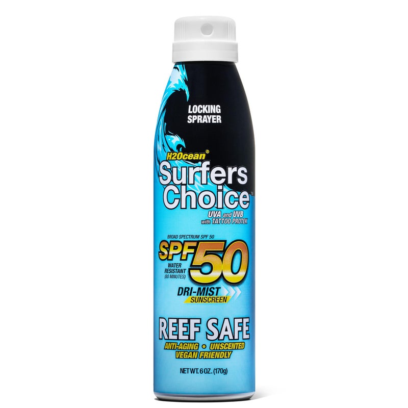 H2Ocean Surfers Choice SPF 50 Spray - Quick-Drying Sunscreen Spray for Tattoo Aftercare & UV Protection - Reef-Safe Sun Protection for All Ages - 6 oz - Image 1