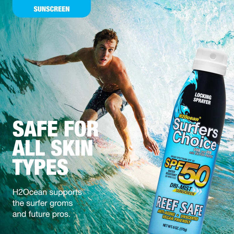 H2Ocean Surfers Choice SPF 50 Spray - Quick-Drying Sunscreen Spray for Tattoo Aftercare & UV Protection - Reef-Safe Sun Protection for All Ages - 6 oz - Image 4