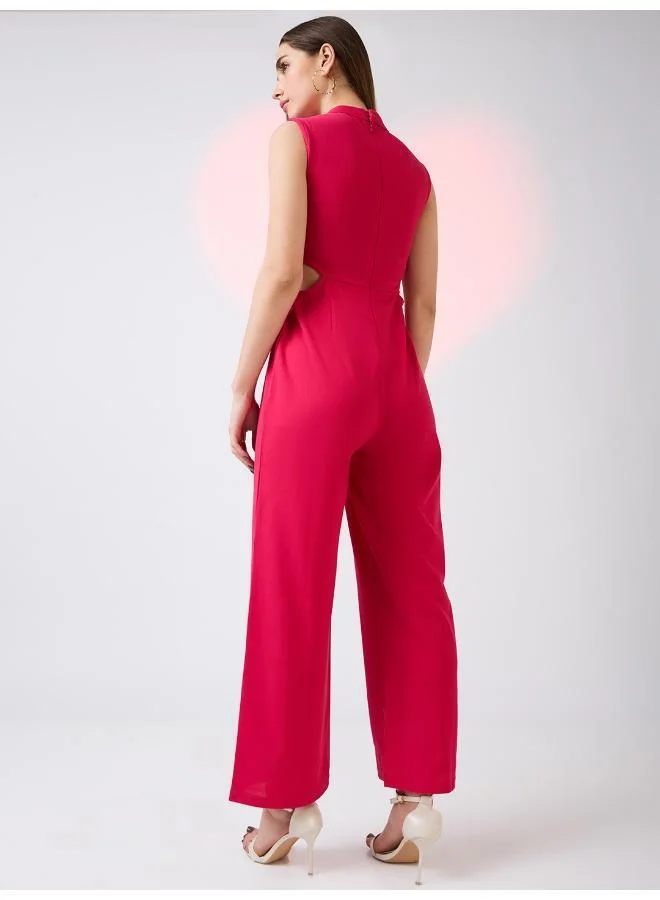 Globus Pink Globus Women Sleeveless High Neck Waist Cut Out Detail Party Jumpsuit for Women | Best Price UAE