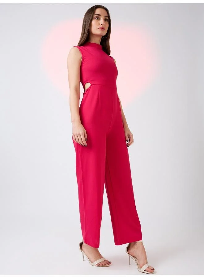 Globus Pink Globus Women Sleeveless High Neck Waist Cut Out Detail Party Jumpsuit for Women | Best Price UAE