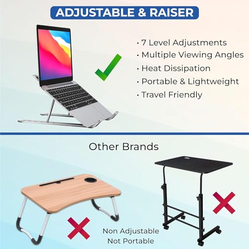 Zirak Laptop Stand | Adjustable & Foldable Riser with 7 Height Levels | Portable Laptop Holder with Anti-Slip Pads & Carry Pouch | Fits 10–17 Inch Laptops & Tablets (Silver) - Image 5