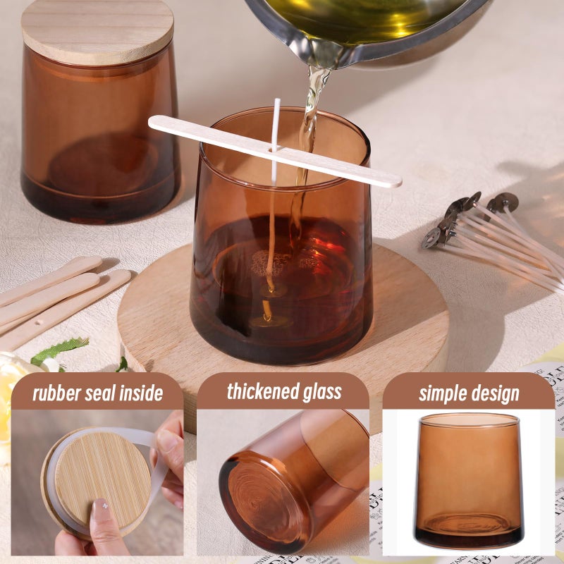 DARJEN 12 Pack Amber Candle Jars for Making Candles- 9 OZ Empty Glass Candle Making Jars with Making Kits, Candle Making Supplies Candle Containers for Home DIY & GIFS - Image 3
