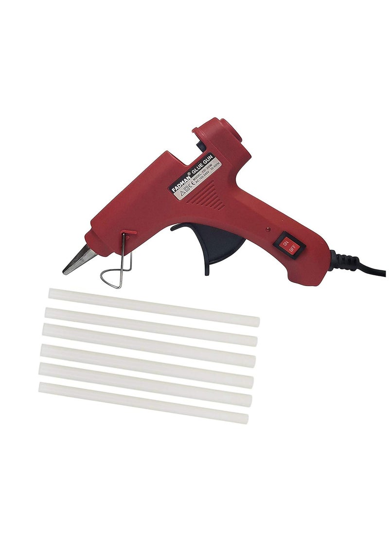 Fadman FADMAN 7 MM HOT Adhesive 6 Glue Sticks with RED 20 WATT Mini HOT Glue Gun for DIY Craft Work ON Off Switch Button Indicator  - Image 1