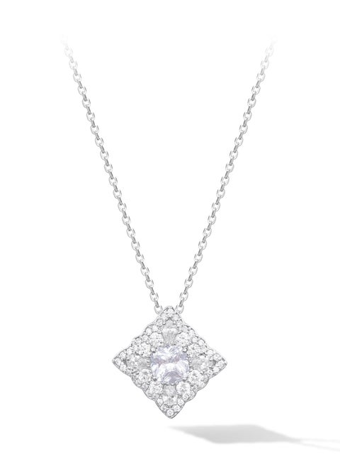 Regal Luminescence Women's Necklace - Pendant with CZ Diamond and Sterling Silver, Middle East Exclusive Collection