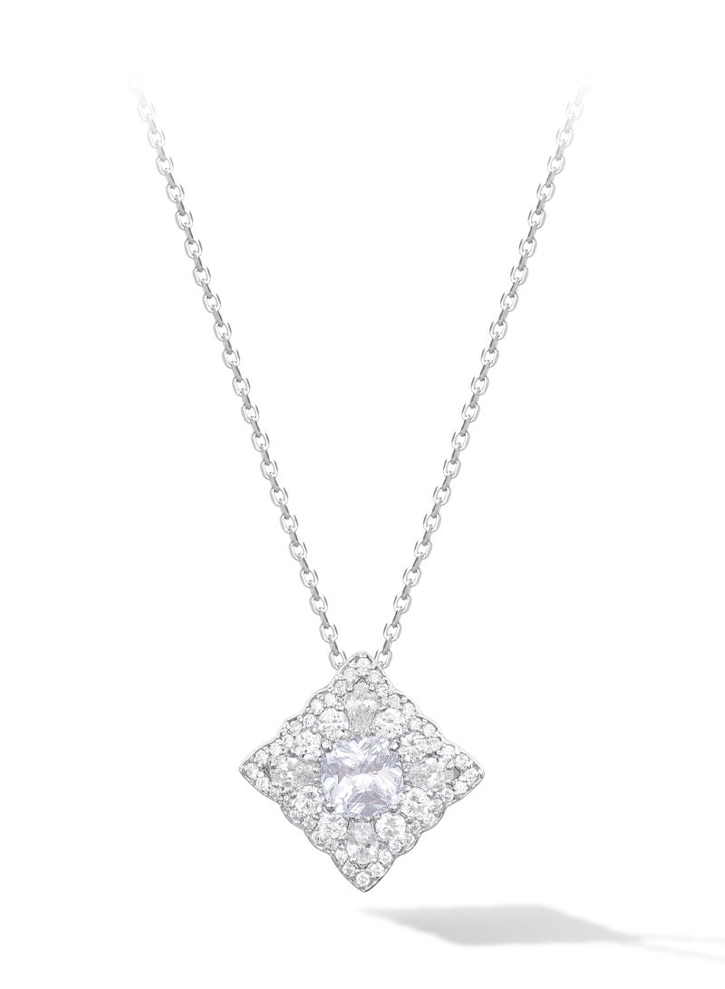 Regal Luminescence Women's Necklace - Pendant with CZ Diamond and Sterling Silver, Middle East Exclusive Collection