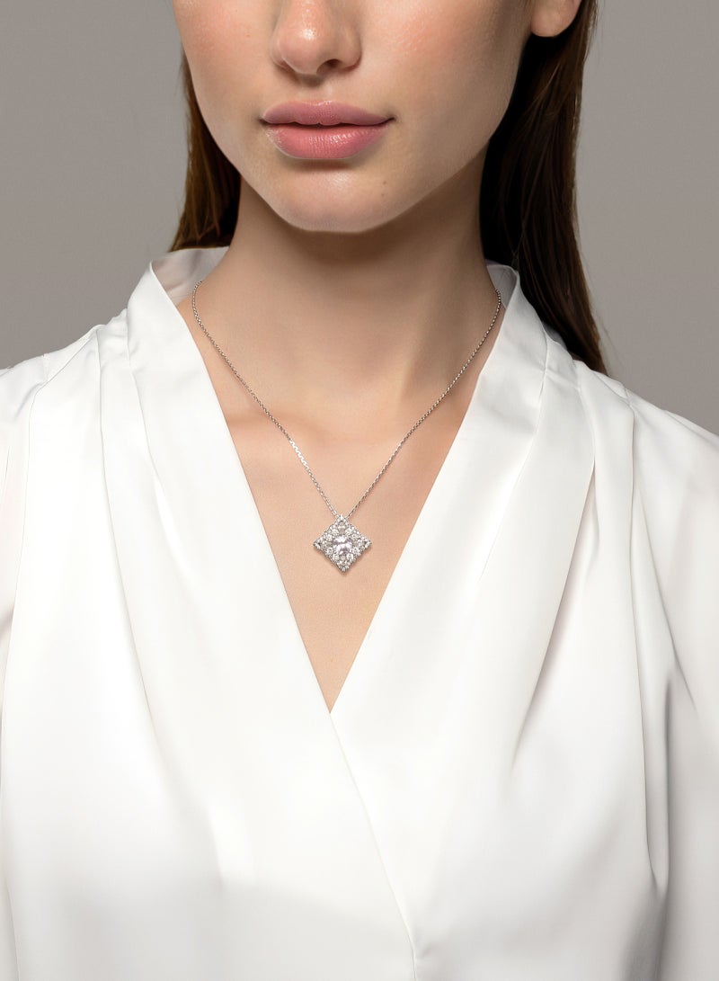 Regal Luminescence Women's Necklace - Pendant with CZ Diamond and Sterling Silver, Middle East Exclusive Collection