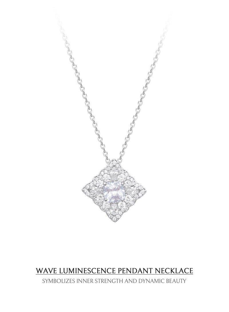 Regal Luminescence Women's Necklace - Pendant with CZ Diamond and Sterling Silver, Middle East Exclusive Collection