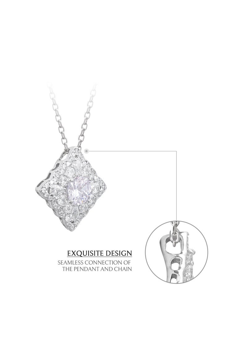 Regal Luminescence Women's Necklace - Pendant with CZ Diamond and Sterling Silver, Middle East Exclusive Collection