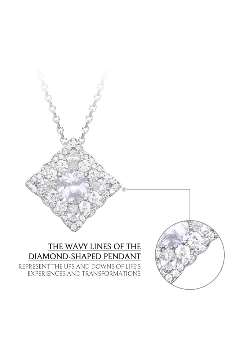 Regal Luminescence Women's Necklace - Pendant with CZ Diamond and Sterling Silver, Middle East Exclusive Collection