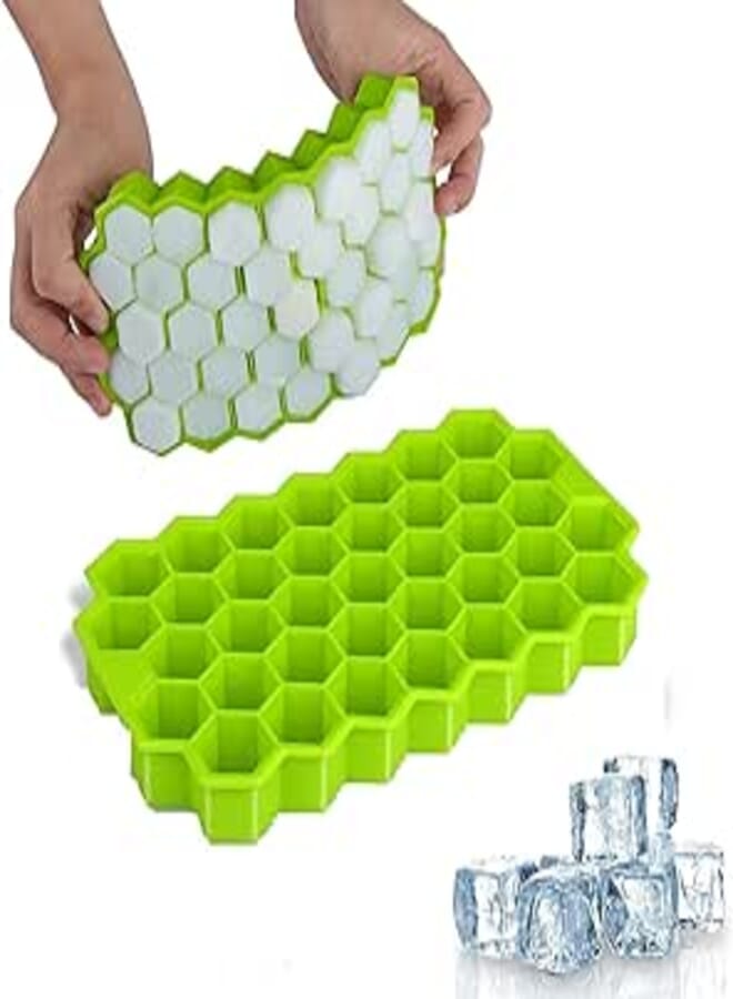 DOOMSDAY Ice Cube Tray for Freezer Flexible Silicone Honeycomb Design 37 Cavity Ice Cube Tray Ice Cube Box for Home Ice Cubes Silicon Trays for Freezer