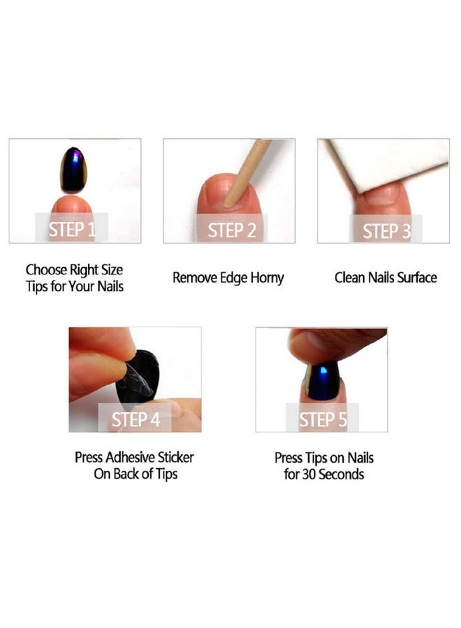 Rapidsflow 24Pc Set Of Long French Artificial Nails Full Nail Extension With Free Application Kit (Maroon Stone 2) - Image 5