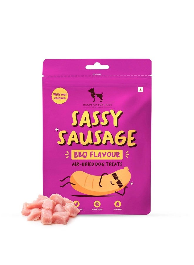 Heads Up For Tails HUFT Sassy Sausage Dog Treats with Real Chicken Air-Dried (BBQ) - 100g | Healthy Snacks for Puppies & Adult Dogs | Training Treats for Small Dogs & Puppies | Pet Treats - Image 1