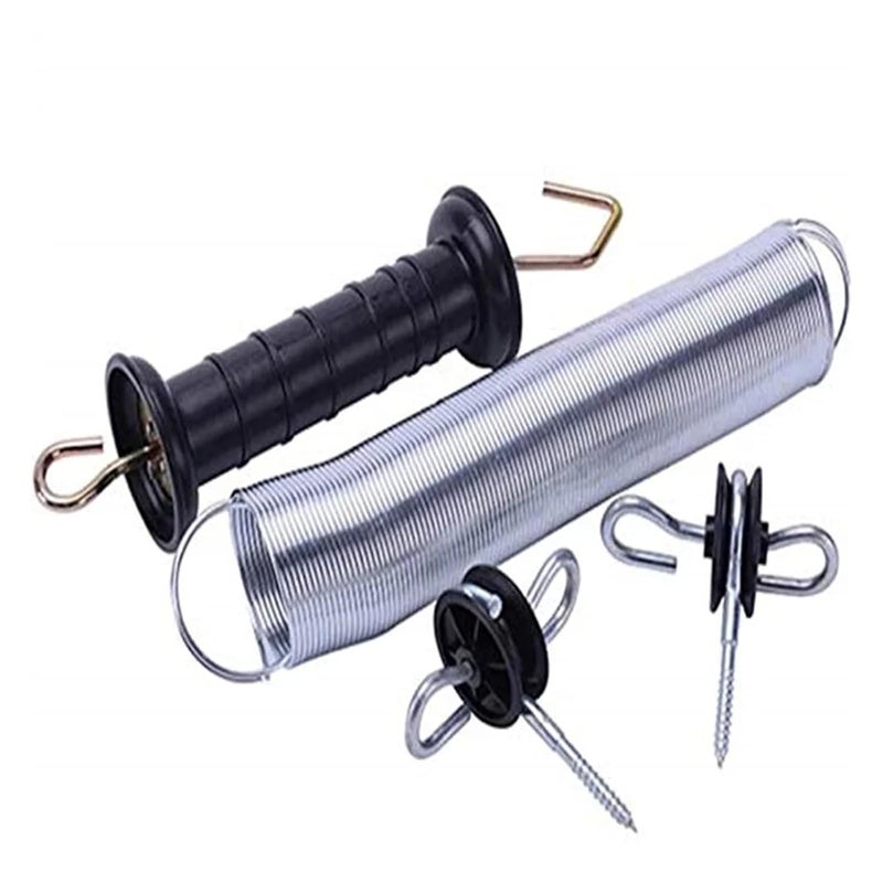 Electric Fence Gate Kit+ Handle Set Spring +Tension 2 Corner Ends 1 Black for Farm Garden Accessories - Image 1