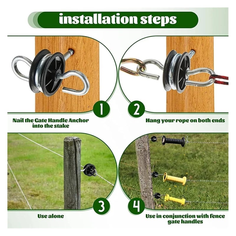 Electric Fence Gate Kit+ Handle Set Spring +Tension 2 Corner Ends 1 Black for Farm Garden Accessories - Image 3