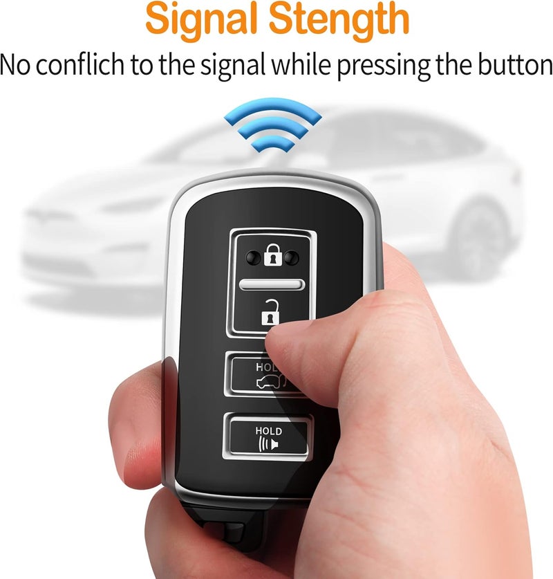 Sindeda Key Fob Cover for Toyota with Leather Keychain - Soft TPU Protection for Corolla, Camry, Avalon, RAV4, Highlander (Silver) - Image 5