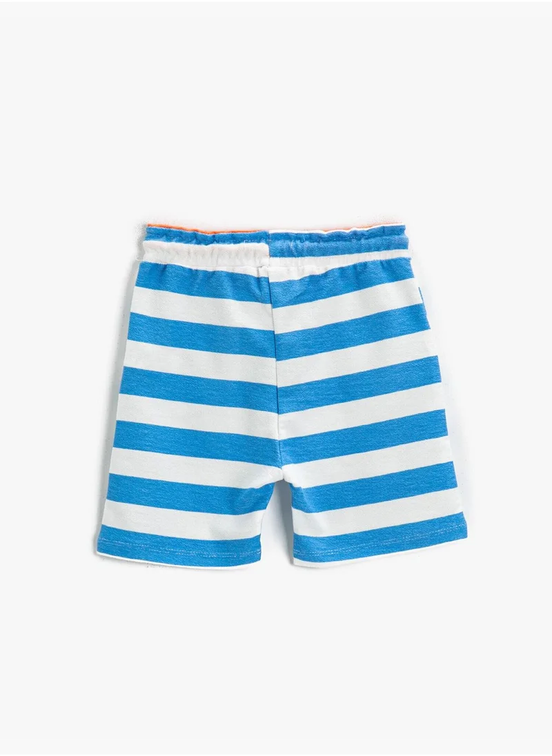 كوتون Striped Printed Short Drawstring Cotton