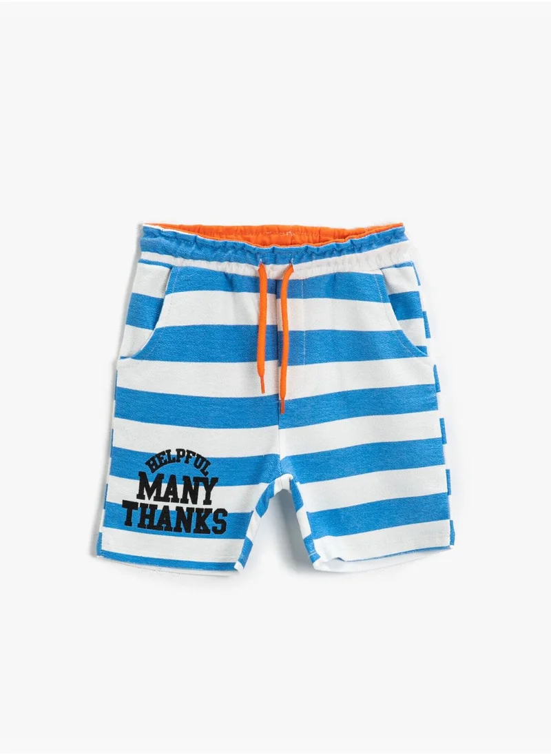 كوتون Striped Printed Short Drawstring Cotton