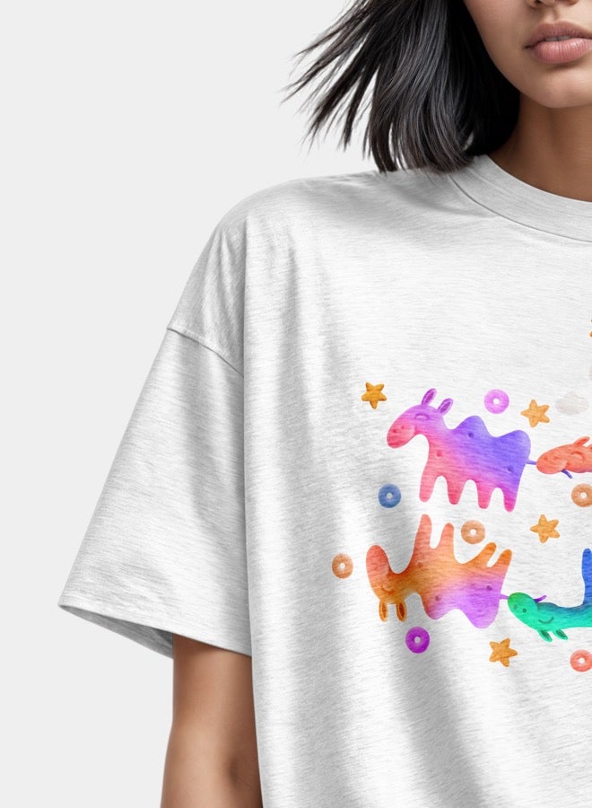 Hempelcat T-shirt Camel cookies colour: Breakfast in Dubai white printed 100% cotton for women  - Image 3